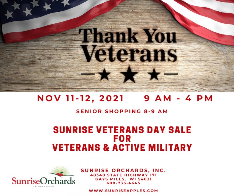 Veteran's Day SALE NOV 11 & 12 for Veterans & Active Military